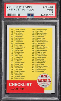 2019 Topps Living Checklist 101-200 #CL-02 PSA 9 MINT