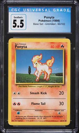 1999 Pokemon Base Set Ponyta #60 CGC 5.5 EX+