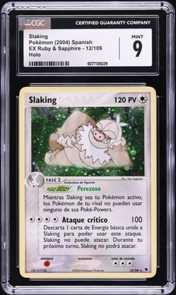 2004 Pokemon Spanish EX Ruby & Sapphire Holo Slaking #12 CGC 9 MINT