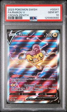 2023 POKEMON SWORD & SHIELD CROWN ZENITH #GG41 FULL ART/RAIKOU V PSA 10