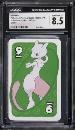 2021 Pokemon Japanese Playing Cards Pocket UNO Green Mewtwo #9 CGC 8.5 NM-MT+
