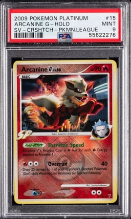 2009 POKEMON PLATINUM SUPREME VICTORS CROSSHATCH #15 ARCANINE G-HOLO PSA 9