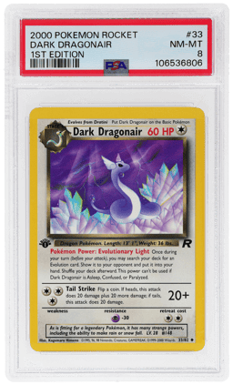 2000 Pokemon Team Rocket 1st Edition Dark Dragonair #33 PSA 8