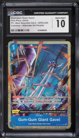 2024 One Piece Premium Collection Best Selection Volume 2 Gum-Gum Giant Gavel #OP03-055 CGC 10