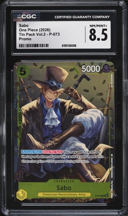2026 One Piece Promo Tin Pack Vol.2 Alt Art Sabo #P-073 CGC 8.5 NM-MT+
