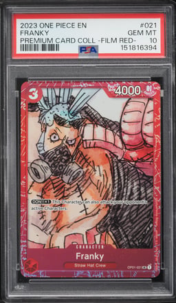 2023 One Piece Premium Card Collection Film Red Franky #OP01-021 PSA 10 GEM MINT