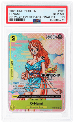 2025 One Piece Championship 2025-26 Event Pack Finalist O-Nami #101 PSA 10
