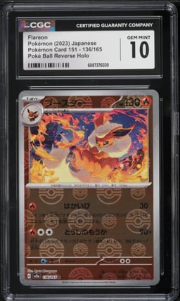 2023 Pokemon Japanese Scarlet & Violet 151 Poke Ball Reverse Holo Flareon #136 CGC 10 GEM MINT