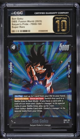 2025 Dragon Ball Super Fusion World Saiyan's Pride Gold Son Goku SR #FB08-100 CGC 10 PRISTINE