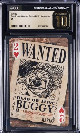 2012 ONE PIECE WANTED DECK TWO OF HEARTS - JPN BUGGY CGC 10 PRISTINE