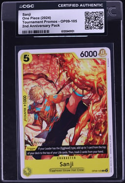 2024 One Piece Tournament Promos 2nd Anniversary Pack Sanji #OP09-105 CGC AUTH