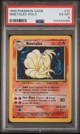1999 POKEMON BASE SET UNLIMITED #12 NINETALES-HOLO PSA 6