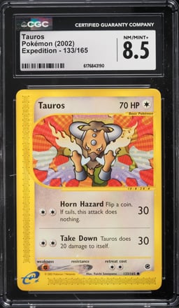 2002 Pokemon Expedition Tauros #133 CGC 8.5 NM-MT+