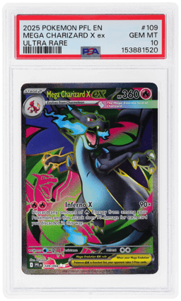 2025 Pokemon Mega Evolution Phantasmal Flames Ultra Rare Mega Charizard X Ex #109 PSA 10