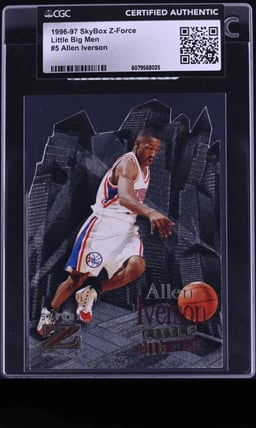1996 Skybox Z-Force Little Big Men Die-Cut Allen Iverson ROOKIE #5 CGC AUTH