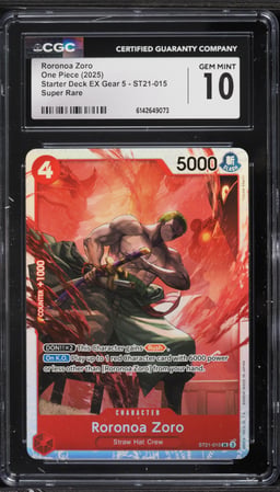 2025 One Piece Starter Deck EX Gear 5 SR Roronoa Zoro #ST21-015 CGC 10 GEM MINT