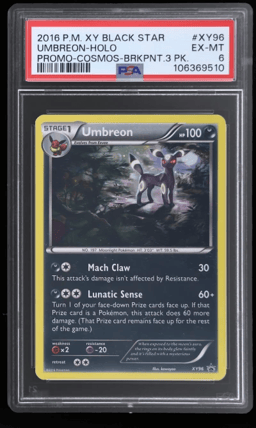 2016 Pokemon XY Black Star Promo Breakpoint 3 Pack Cosmos Holo Umbreon #XY96 PSA 6
