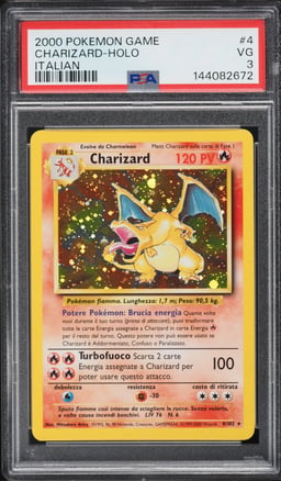 2000 Pokemon Italian Base Set Holo Charizard #4 PSA 3 VG