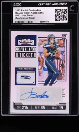 2023 Panini Contenders Conference Ticket Jake Bobo ROOKIE AUTO /75 #193 CGC AUTH
