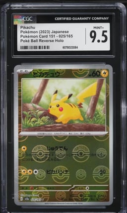 2023 Pokemon Japanese SV 151 Poke Ball Reverse Holo Pikachu #25 CGC 9.5 MINT+