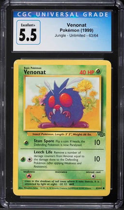 1999 Pokemon Jungle Venonat #63 CGC 5.5 EX+