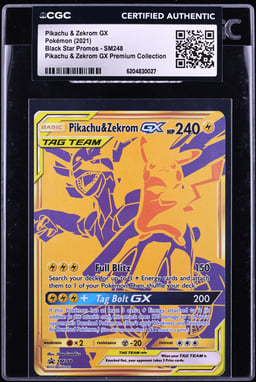 2021 Pokemon Sun & Moon Promo Premium Full Art Pikachu & Zekrom Gx #SM248 CGC AUTH