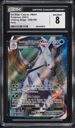 2021 Pokemon Sword & Shield Chilling Reign Full Art Ice Rider Calyrex VMAX #46 CGC 8 NM-MT
