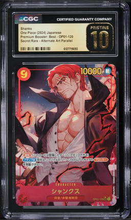 2024 One Piece Japanese Premium Booster Best Alt Art SEC Shanks #OP01-120 CGC 10 PRISTINE
