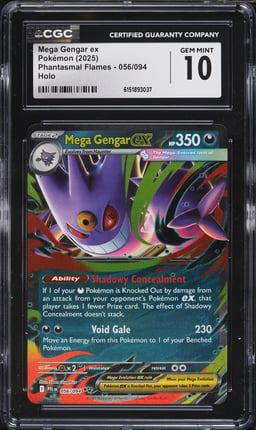 2025 Pokemon Mega Evolution Phantasmal Flames Holo Mega Gengar ex #56 CGC 10 GEM MINT