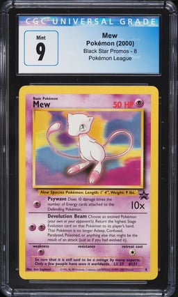 2000 Pokemon League Black Star Promo Mew #8 CGC 9 MINT