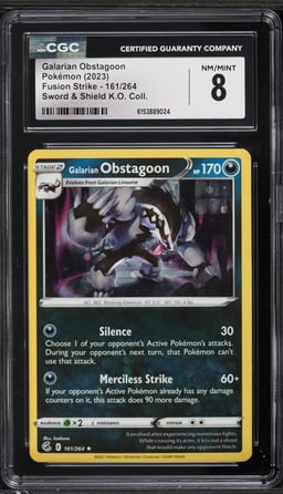 2023 Pokemon Sword & Shield Fusion Strike K.O. Collection Galarian Obstagoon #161 CGC 8 NM-MT
