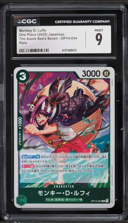 2025 One Piece Japanese The Azure Sea's Seven Monkey D. Luffy #OP14-034 CGC 9 MINT