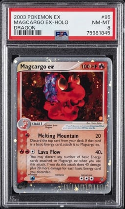 2003 POKEMON EX DRAGON #95 MAGCARGO EX-HOLO PSA 8