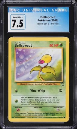 2000 Pokemon Base Set 2 Bellsprout #66 CGC 7.5 NRMT+