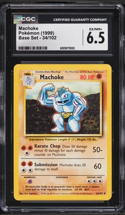 1999 Pokemon Base Set Machoke #34 CGC 6.5 EXMT+