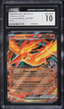2025 Pokemon Scarlet & Violet Destined Rivals Holo Team Rocket's Moltres EX #31 CGC 10 GEM MINT