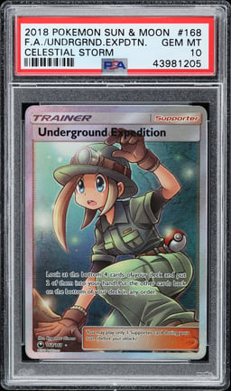 2018 Pokemon Sun & Moon Celestial Storm Full Art Underground Expedition #168 PSA 10 GEM MINT