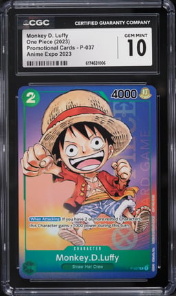 2023 One Piece Promo Anime Expo '23 Alt Art Monkey D. Luffy #P-037 CGC 10 GEM MINT