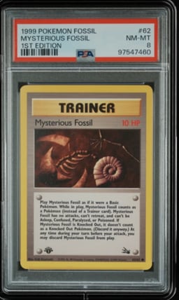 1999 POKEMON FOSSIL 1ST ED #62 MYSTERIOUS FOSSIL PSA 8