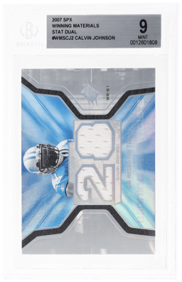 2007 Spx Winning Materials Stat Dual Calvin Johnson #WMSCJ2 BGS 9