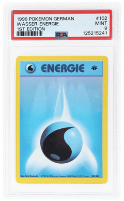 1999 Pokemon Base Set German 1st Edition Water Energy #102 PSA 9