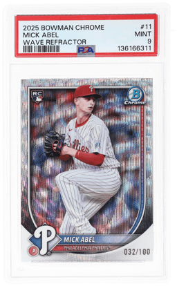 2025 Bowman Chrome Wave Refractor Mick Abel #11 32/100 PSA 9