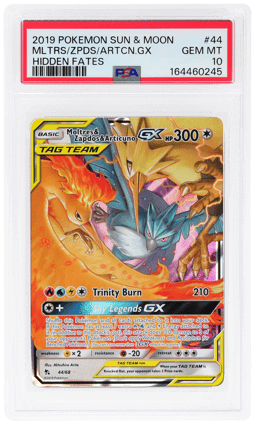 2019 Pokemon Sun and Moon Hidden Fates Articuno/Moltres/Zapdos Gx #44 PSA 10