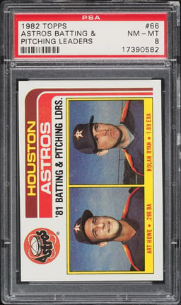 1982 Topps Art Howe & Nolan Ryan ASTROS LEADERS #66 PSA 8 NM-MT