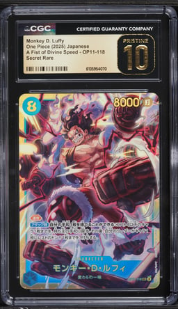 2025 One Piece Japanese A Fist Of Divine Speed SEC Monkey D. Luffy #OP11-118 CGC 10 PRISTINE