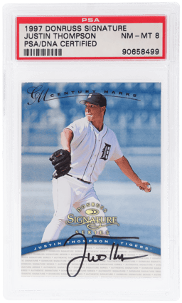 1997 Donruss Signature Century Marks Justin Thompson 27/100 PSA/DNA Auth