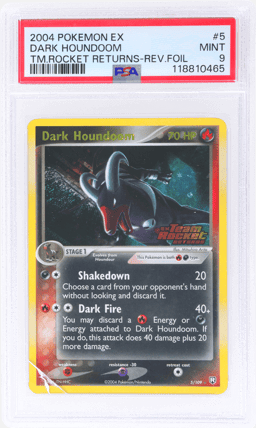 2004 Pokemon Ex Team Rocket Returns Reverse Holo Dark Houndoom #5 PSA 9