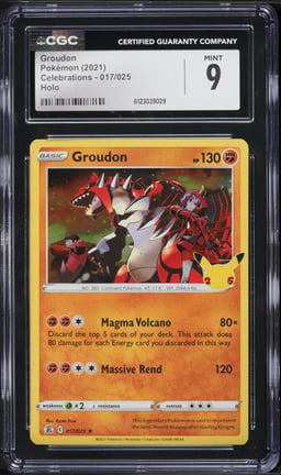 2021 Pokemon Sword & Shield Celebrations Holo Groudon #17 CGC 9 MINT