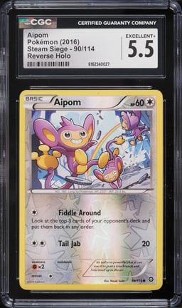 2016 Pokemon Steam Siege Reverse Holo Aipom #90 CGC 5.5 EX+