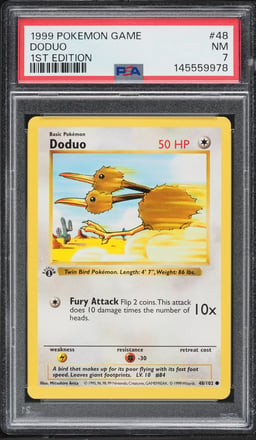 1999 Pokemon Base Set Shadowless 1st Edition Doduo #48 PSA 7 NRMT